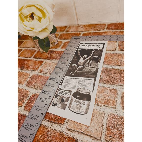 1944 Bosco Chocolate Milk‎ "Iron Every Day" Boy Jumping in Pond Vintage Print Ad - Picture 6 of 7